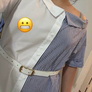 ONLY Blue and White Striped Shirt dress